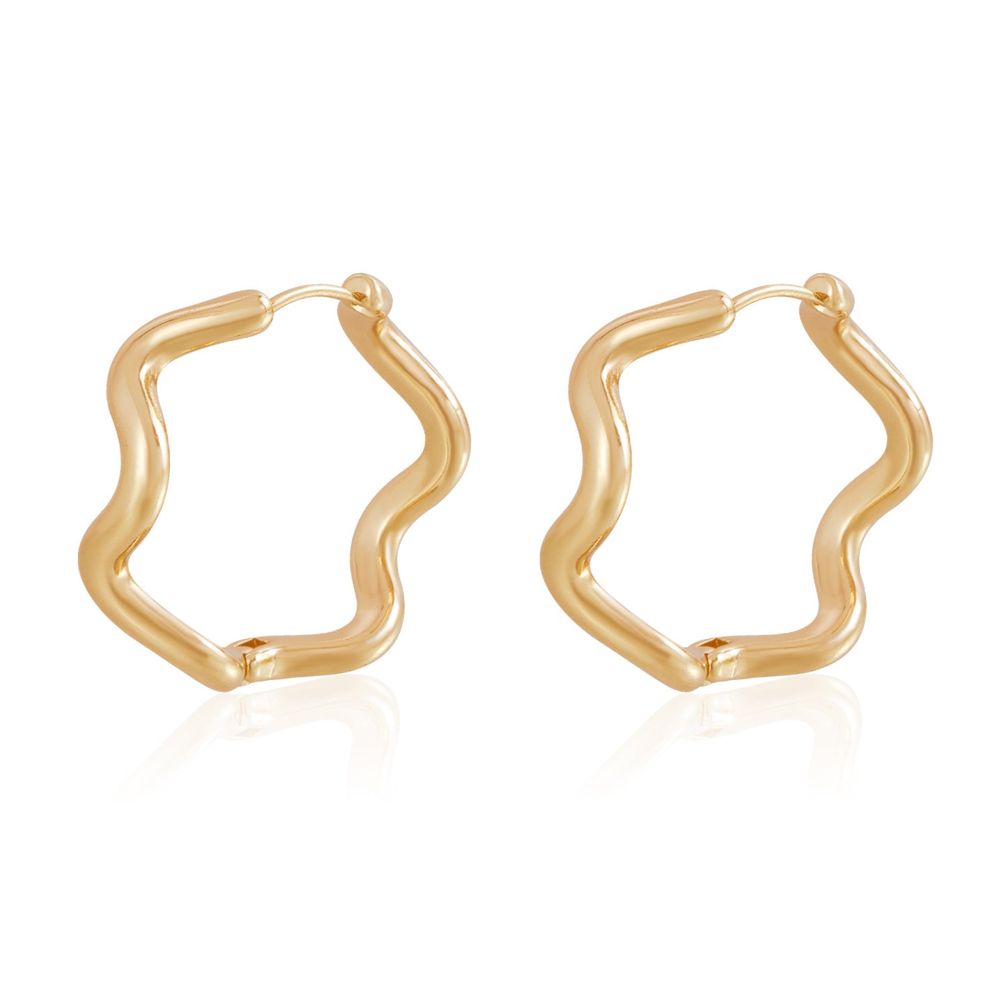 Minimalist Geometric Alloy Stud Earrings with Plated Finish for Women — Round Hexagonal Square Beveled Edges Design