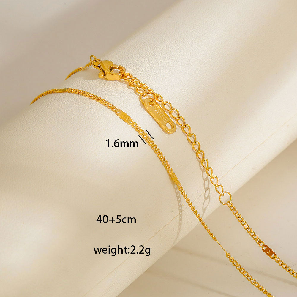 Collana con Ciondoli Geometrici Minimalisti in Acciaio al Titanio Placcato con Nappe, Charm Fai da Te per Donne