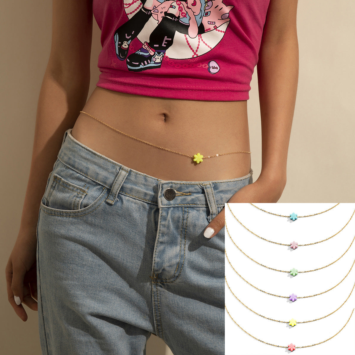 Minimalist Star Acrylic Plated Body Chain for Women
