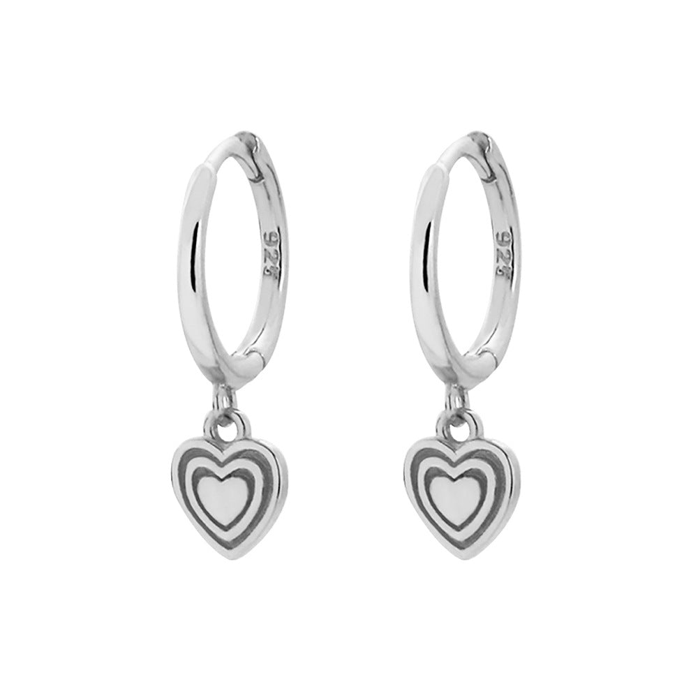 Orecchini a Cuore in Argento Sterling 925 Placcato con Strass
