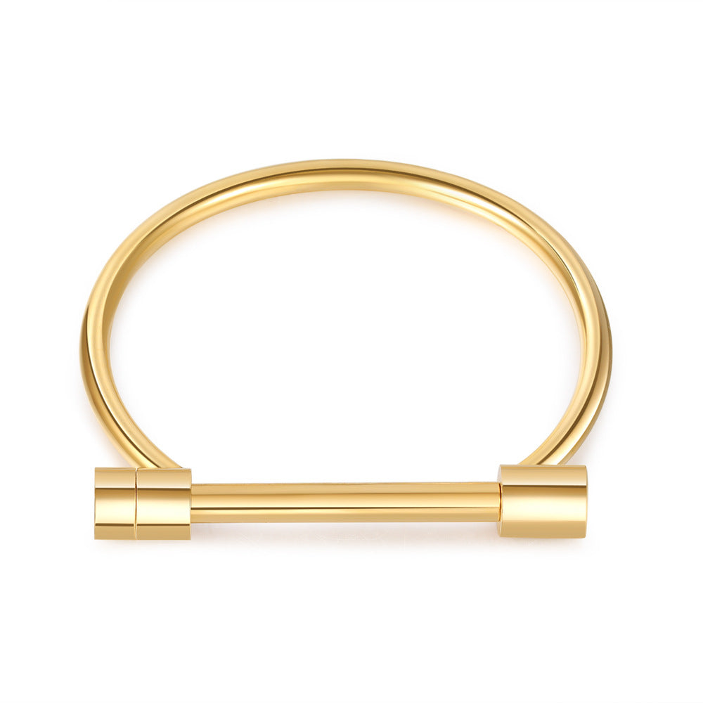 Geometric Stainless Steel Plated Horseshoe Bracelet