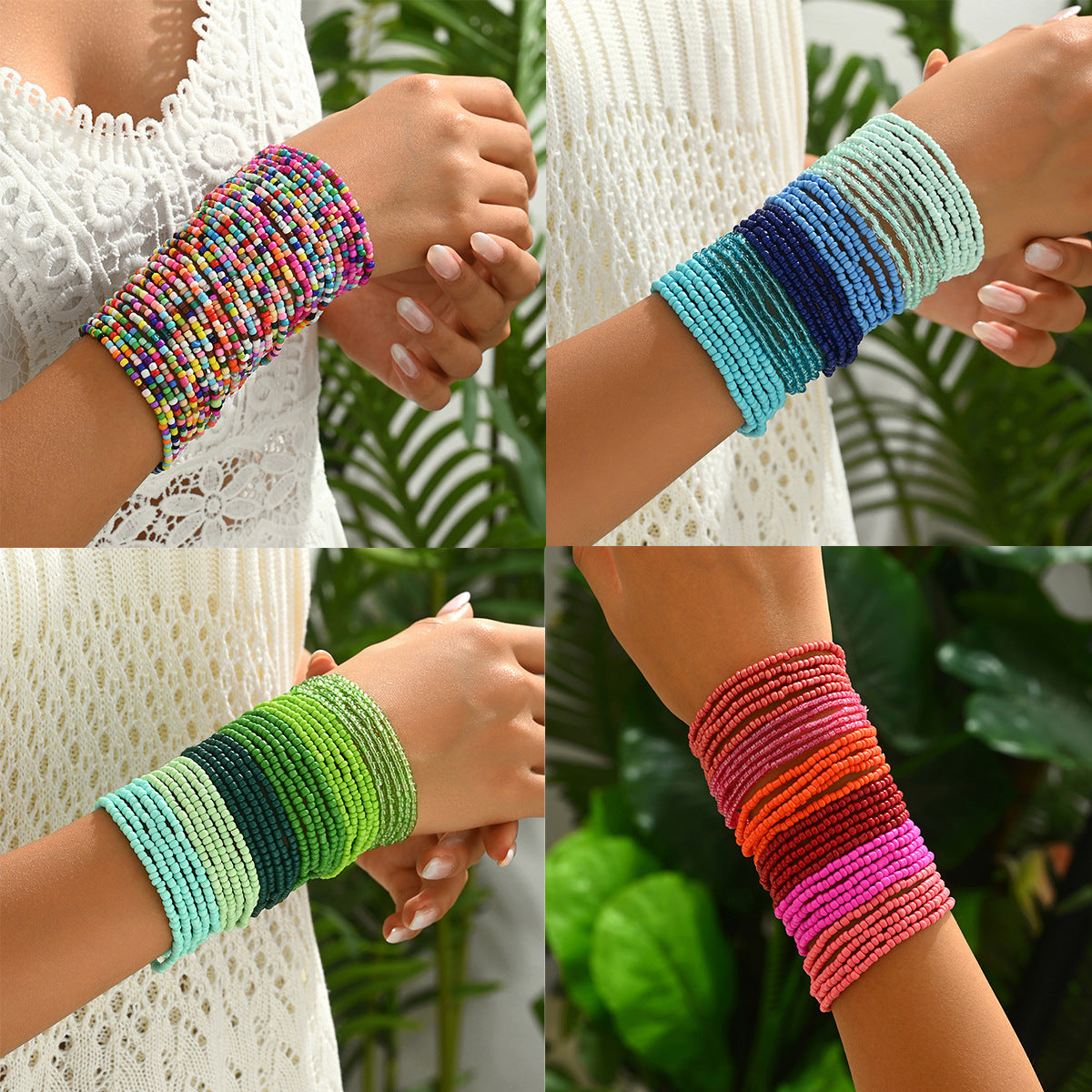 Geometric Minimalist Women's Multi-Layer Bracelet with Colorful Miyu Beads Handmade for Everyday Elegance