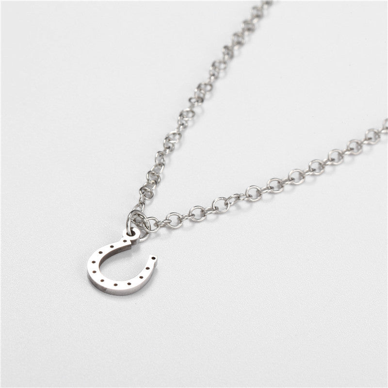 Minimalist Hip-hop Streetwear Geometric Titanium Steel Necklace with Stainless Steel Pendant Curb Chain Unisex