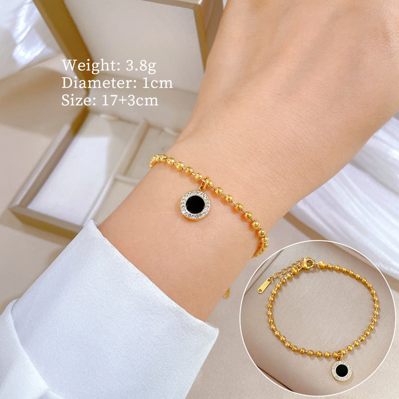 Minimalist Titanium Steel Geometric Agate Pendant Necklace for Women Gold-Plated Clavicle Chain Fashion Office Wear