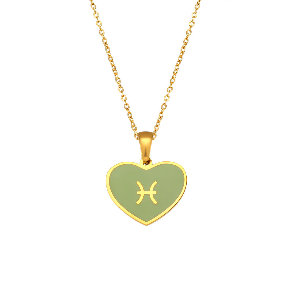 Collana Pendente Segno Zodiacale Minimalista da Donna in Acciaio Inossidabile con Finitura Smaltata