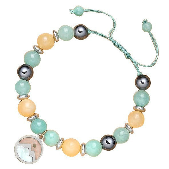 8mm Natural Amazonite Zebra Print Geometric Woven Bracelet Unisex Adjustable Hand Jewelry