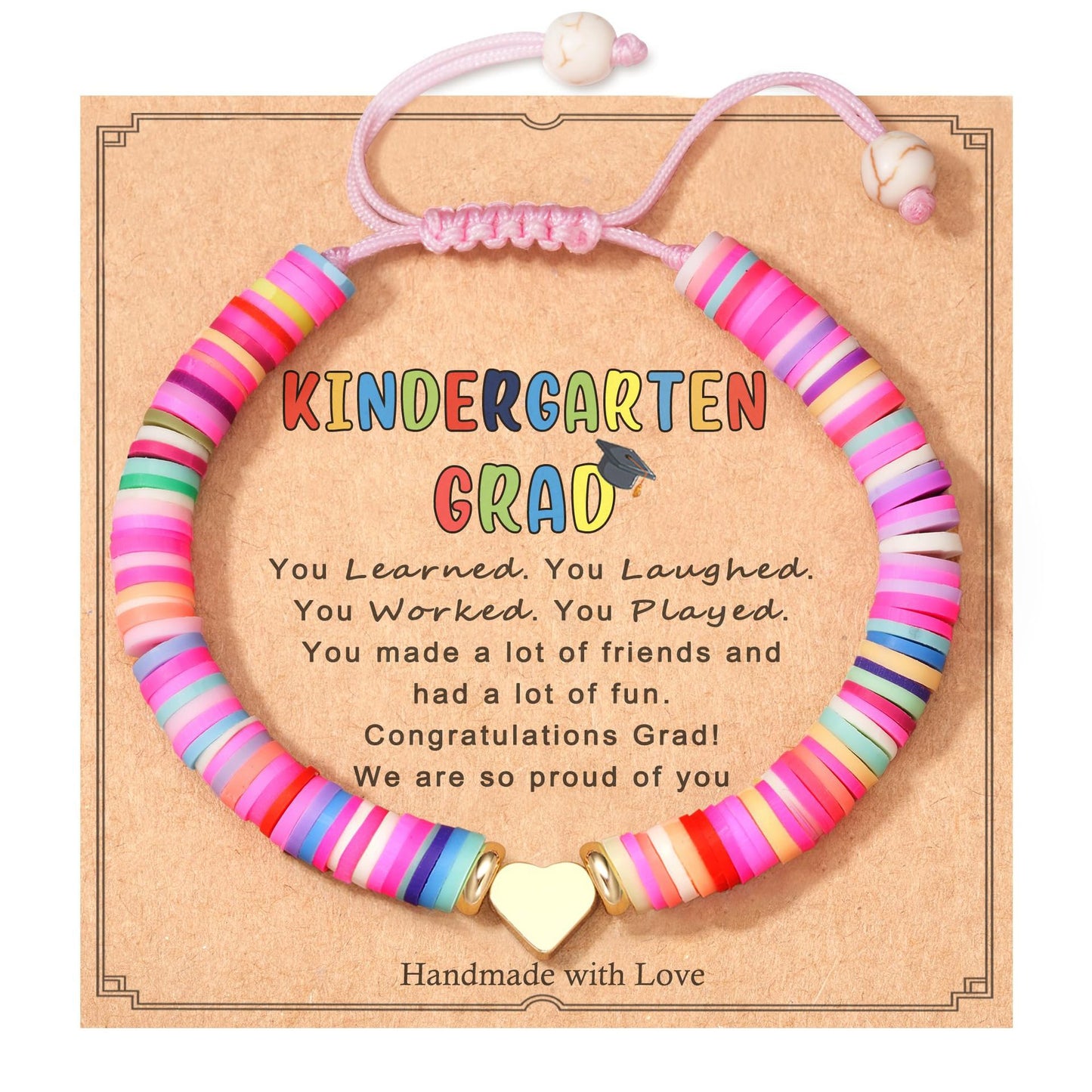 Bohemian Handmade Woven Heart Cross Resin Charm Bar Bracelet