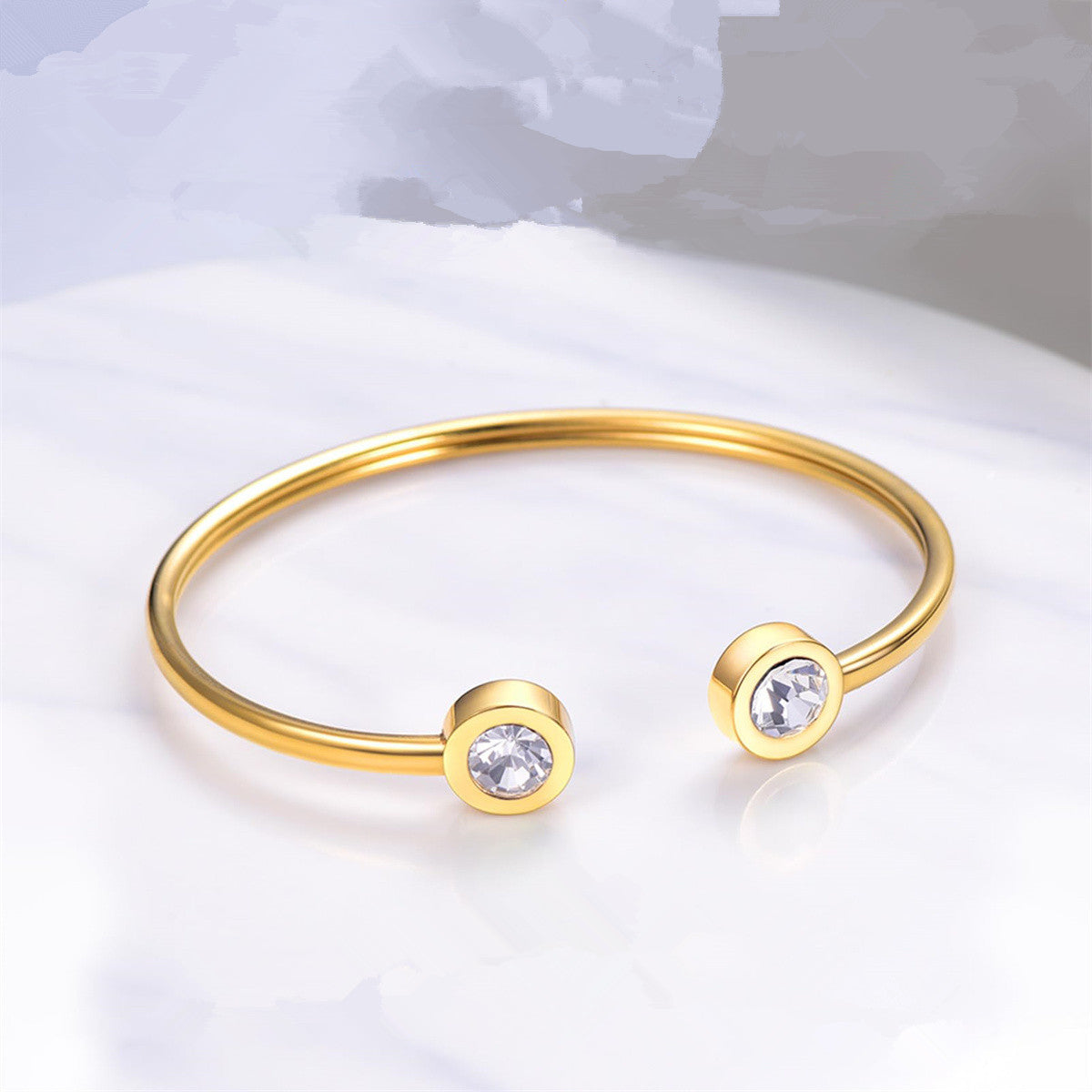 Pulsera minimalista geométrica de acero inoxidable con piedra de nacimiento de diciembre para mujer