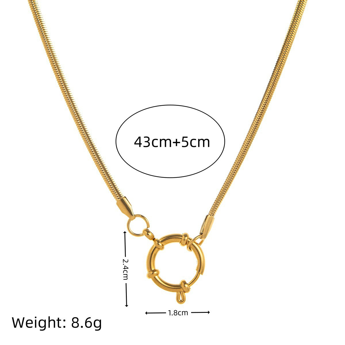 Minimalist 18K Gold Plated Round Square Pearl Titanium Steel Charm Bar Necklace