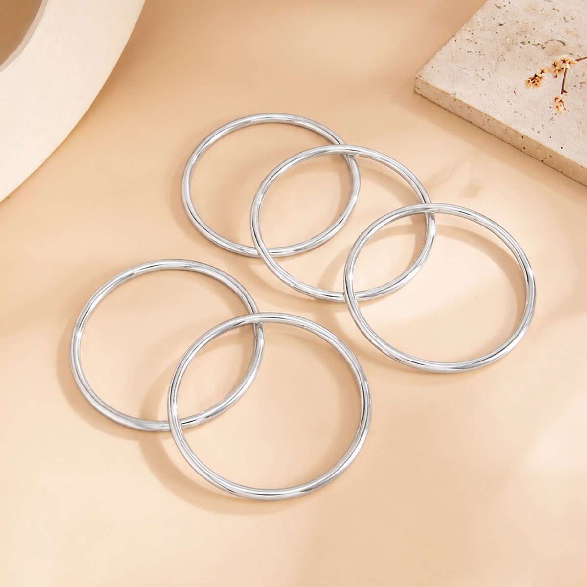 Minimalist Geometric Iron Plated Bangle Bracelet