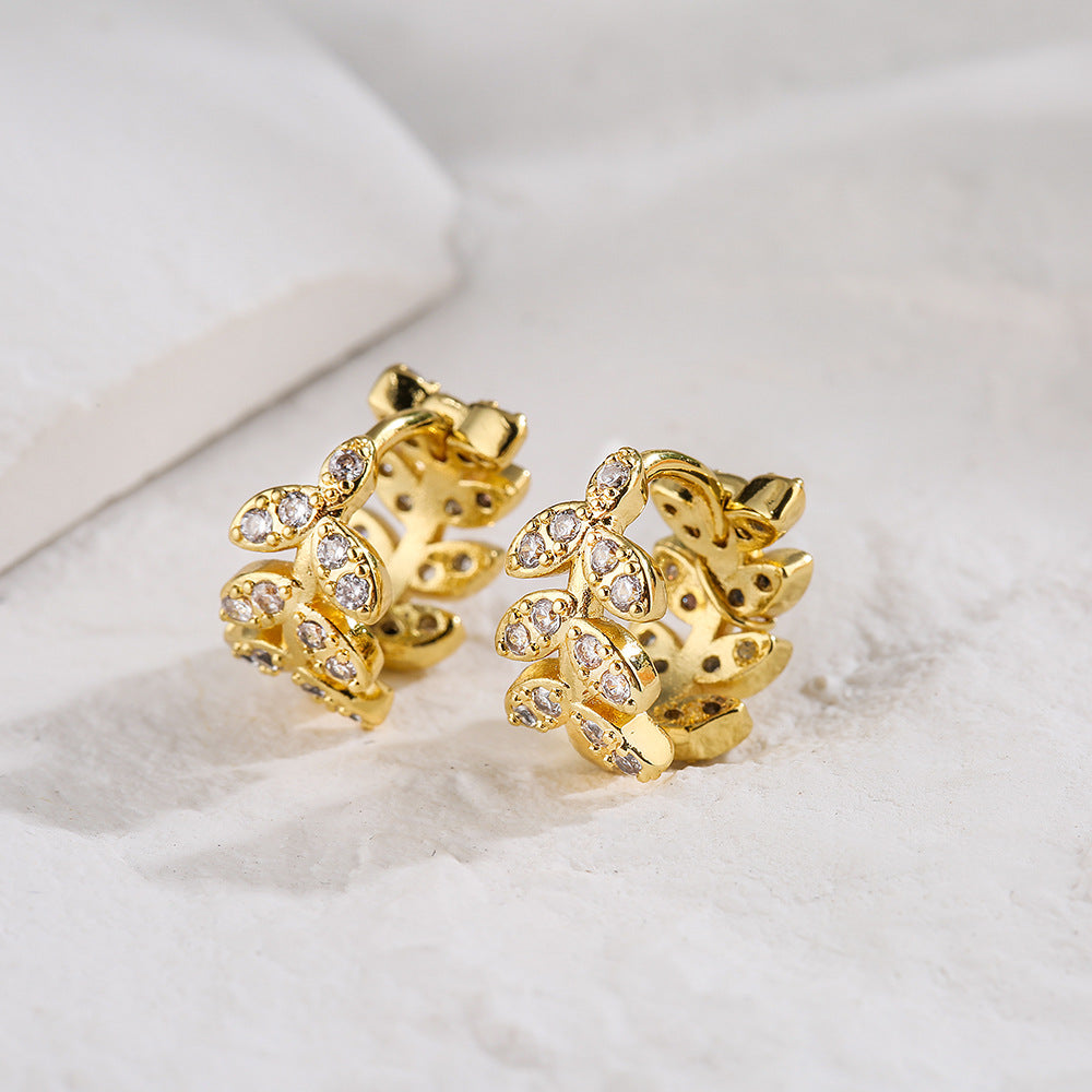 Minimalist Geometric Hoop Earrings for Women in Copper with 18K Gold Plating and Micro-Paved Zirconia