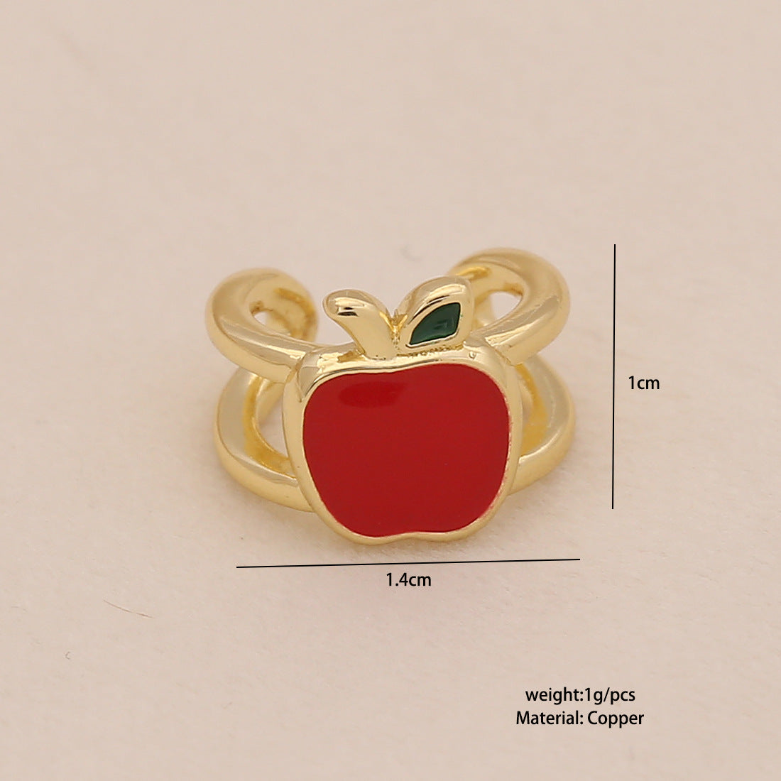 Cute Fruit-Shaped Enamel Cherry Strawberry Apple Stud Earrings for Women in Copper