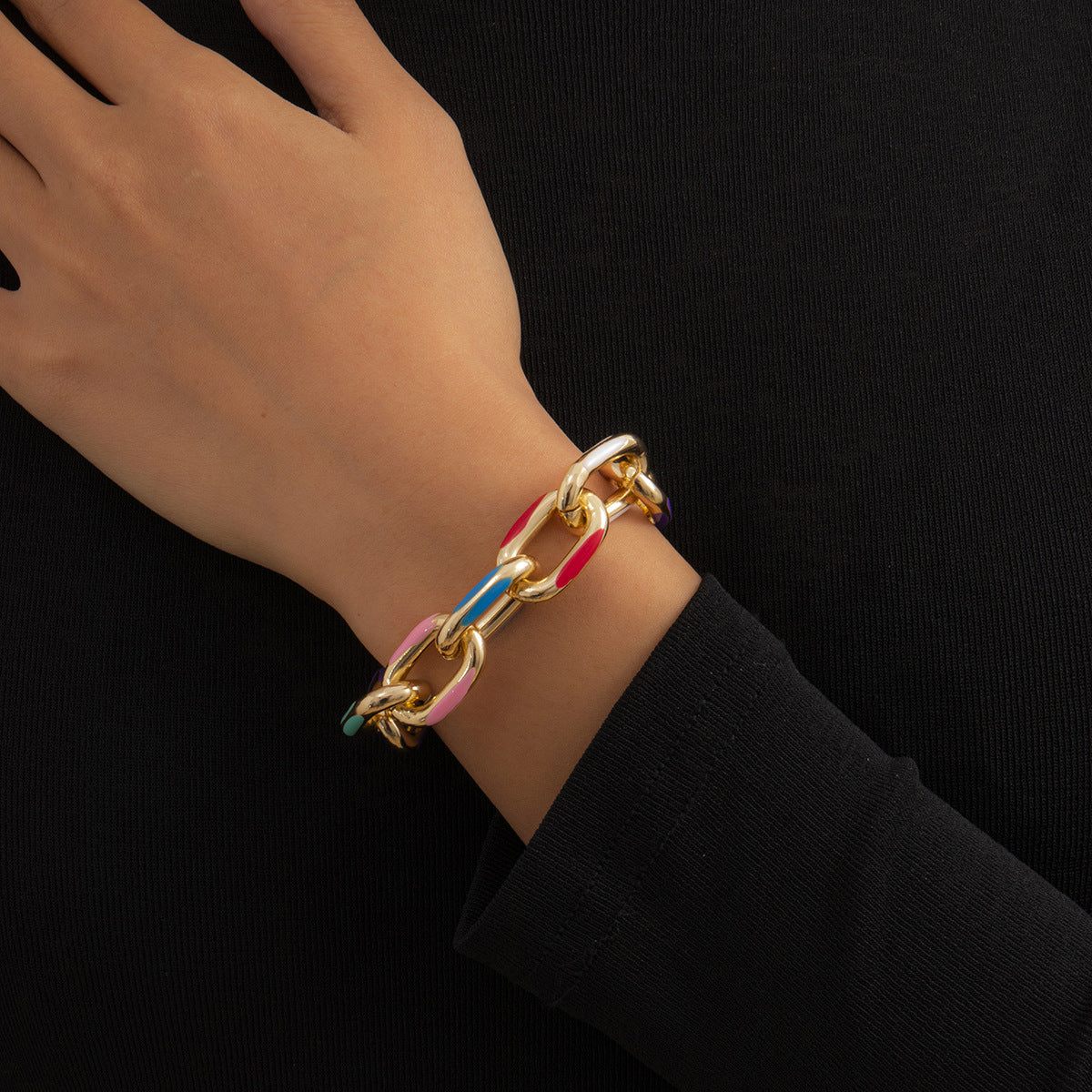 Streetwear Geometric Aluminum Alloy Drip Oil Plated Bracelet