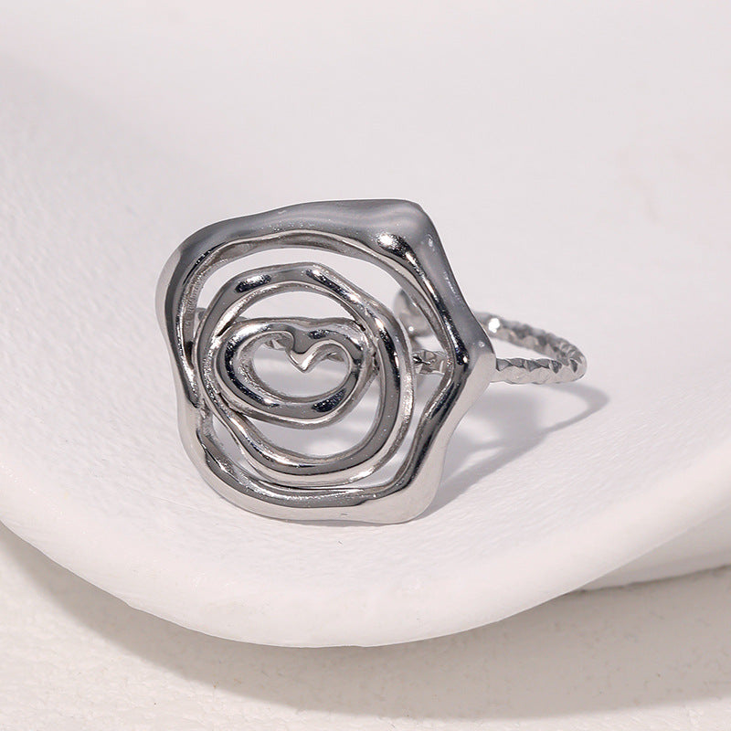 Anello Aperto Irregolare Geometrico Minimalista Gioielli da Donna in Acciaio Inossidabile Placcato Oro 18K