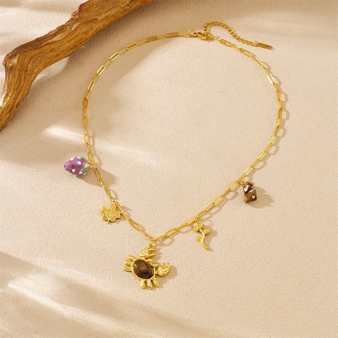 Sweet Gold Plated Stainless Steel Animal Pendant DIY Charm Bar for Women