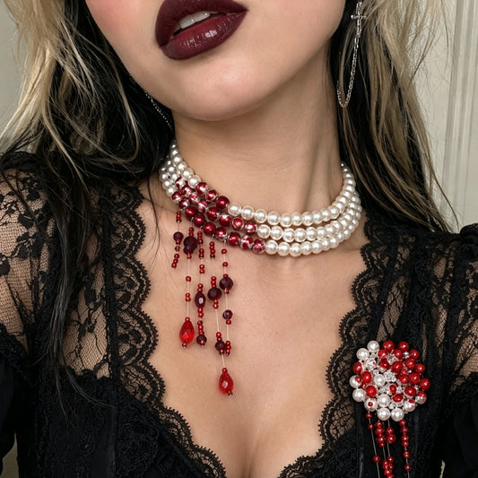 Gothic Geometric Acrylic Bead Tassel Choker Necklace for Women