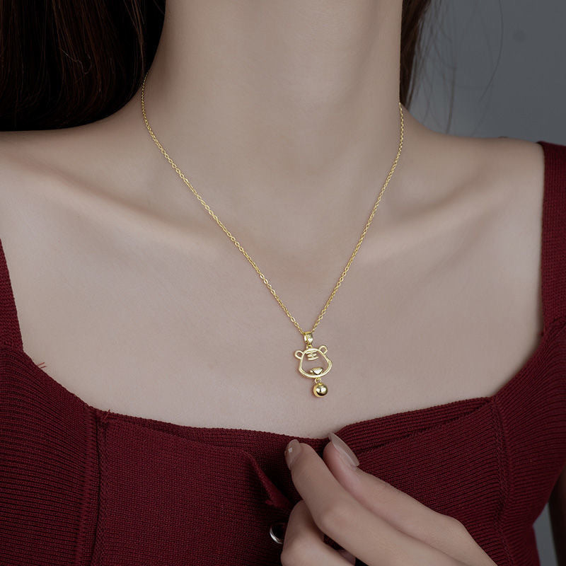 Vintage Minimalist Hollow Tiger Pendant Titanium Steel Necklace for Women Unisex Lightweight Luxury Fashion Jewelry