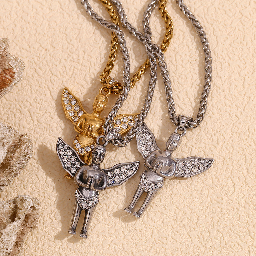 Minimalist Bird-Shaped Pendant Necklace for Women Stainless Steel with 18K Gold Plating
