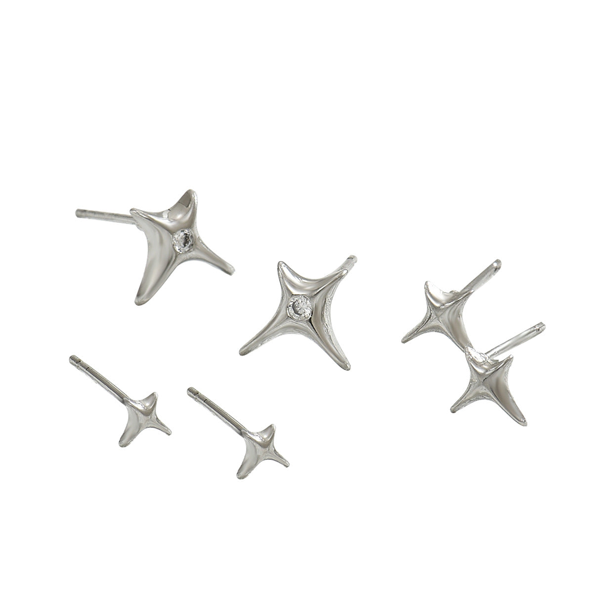 Dulces pendientes minimalistas de cobre en forma de estrella con incrustaciones de circonitas para mujer