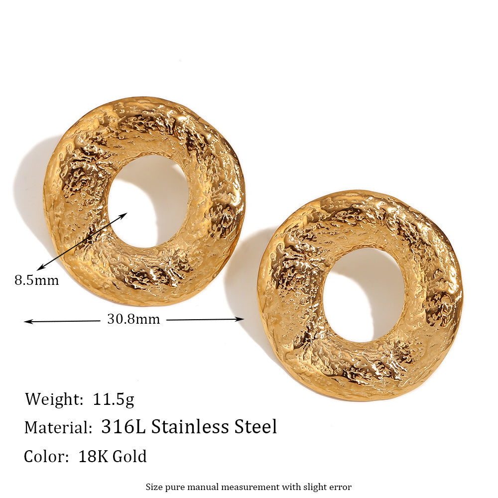 Fashionable Minimalist Geometric Hoop Earrings for Women Stainless Steel with 18K Gold Plating