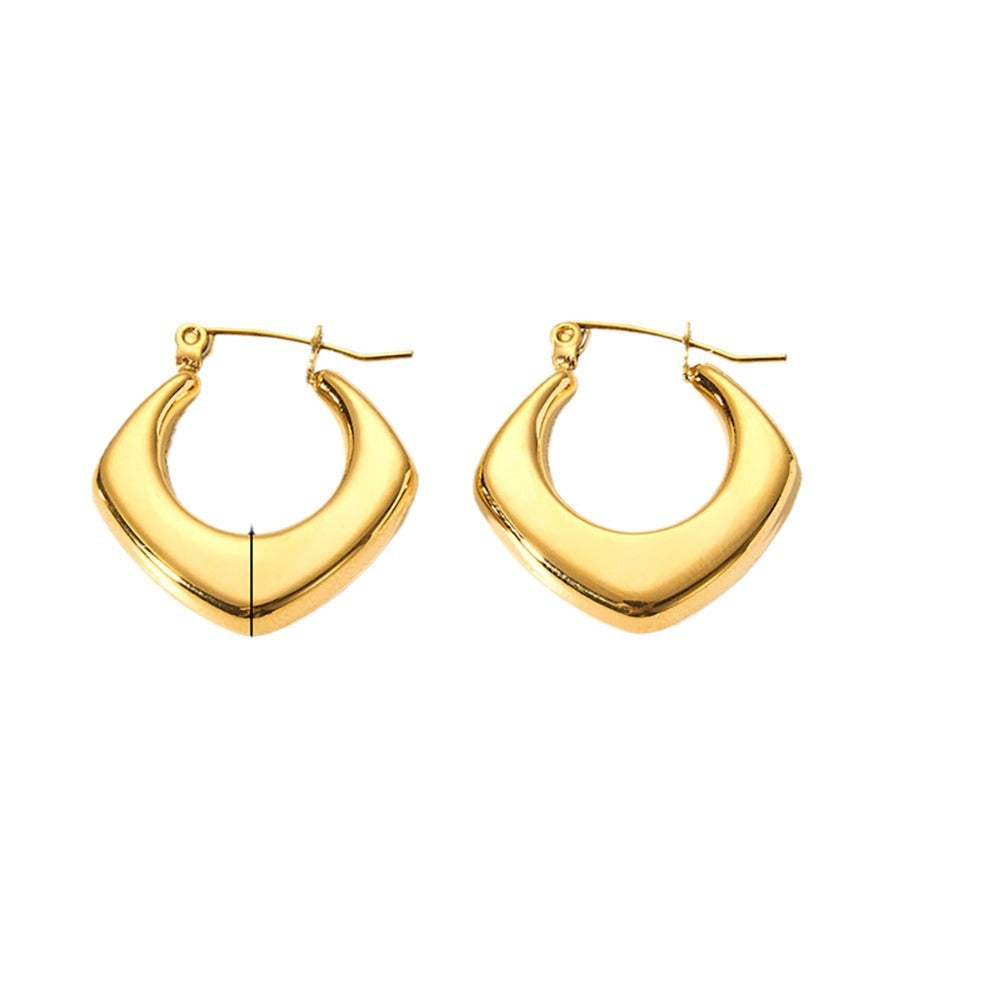 Geometric Hollow Stainless Steel Earrings for Women with Vacuum Plating Finish Fashionable and Fade-Resistant