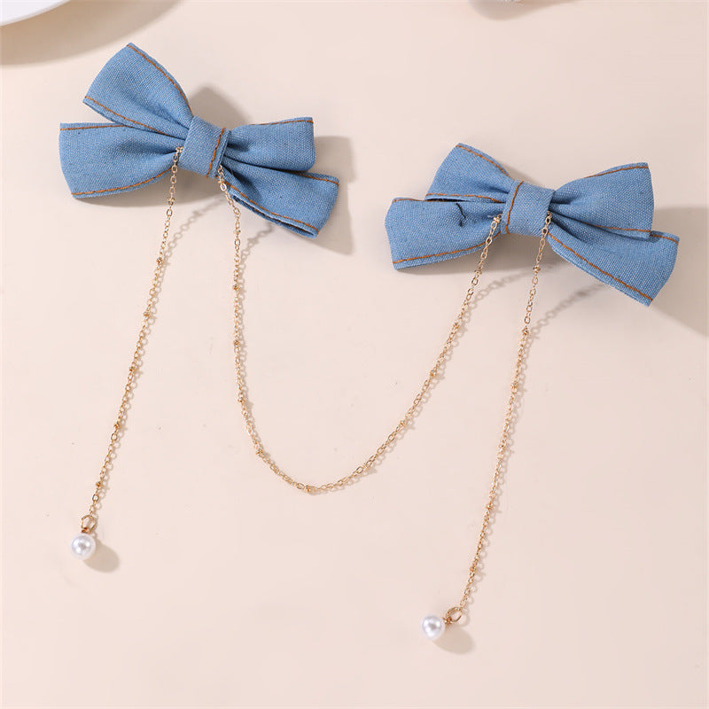 Pinza para el pelo retro coreana con lazo para niñas, horquilla de resina plástica, accesorio para el pelo de estilo natural