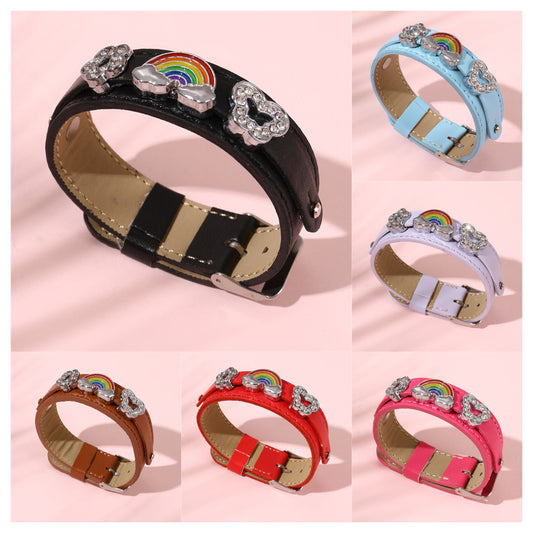 Pulsera de mariposa de resina estilo retro punk con diamantes de imitación para niñas con acabado artesanal