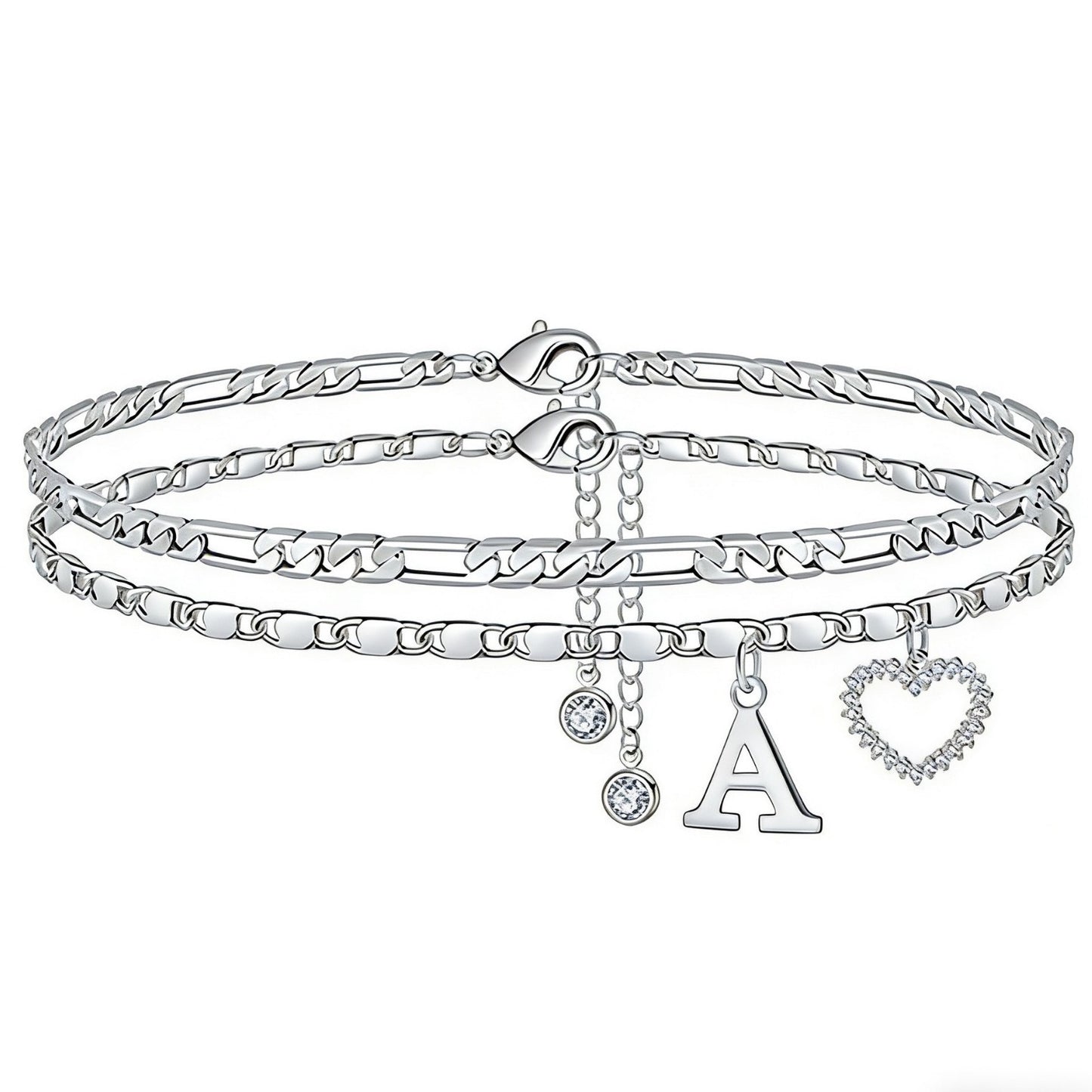 Minimalist Heart Letter Alloy Rope Chain Anklet for Women
