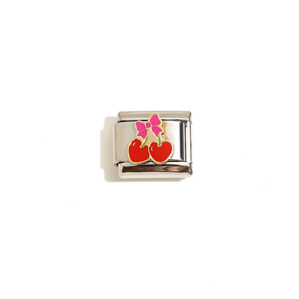 Elegant 18K Gold Plated Drip Oil Square Stainless Steel Charm Bar for Women