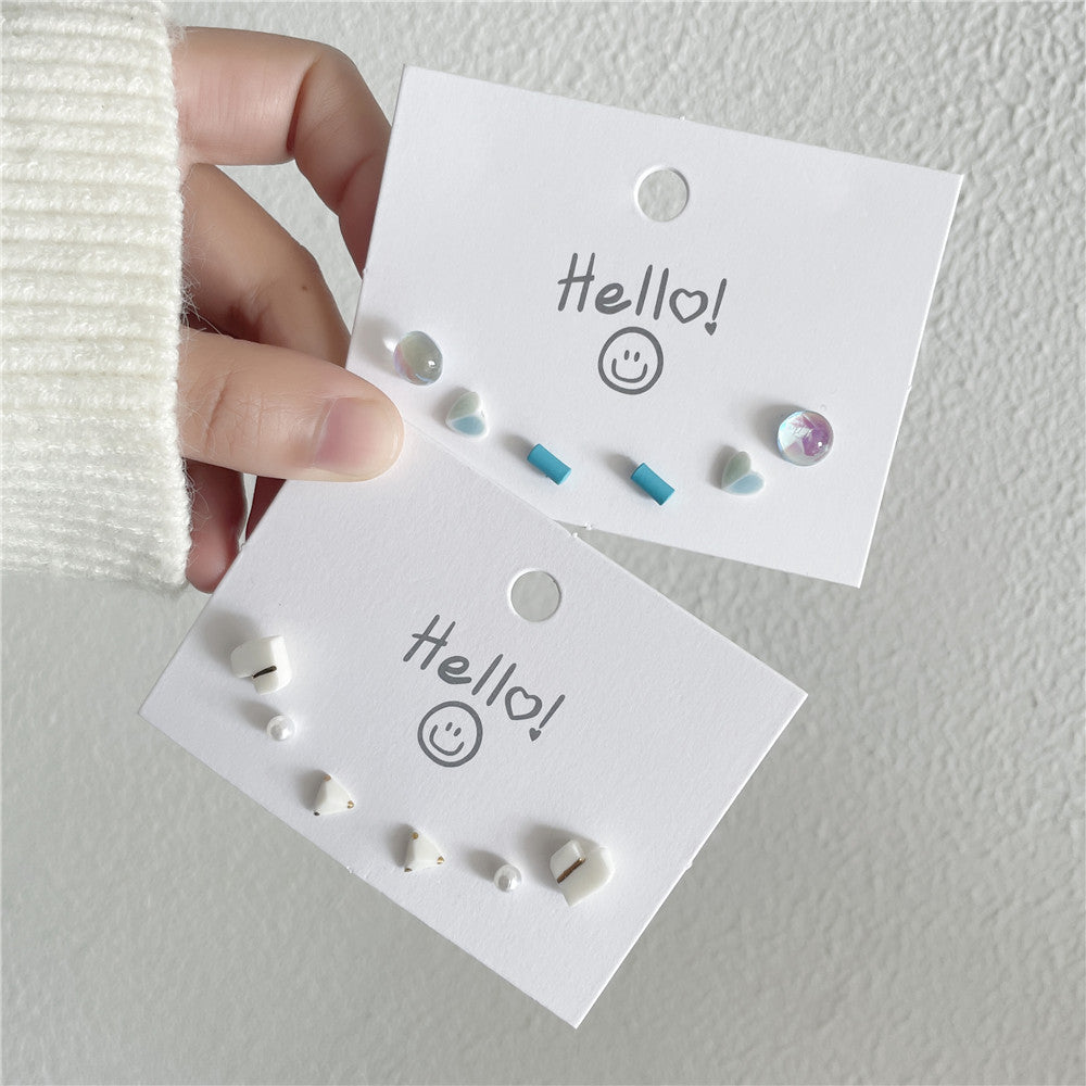 Cute Minimalist Heart Dog Paw Drip Oil Glass Earrings with 925 Sterling Silver Posts