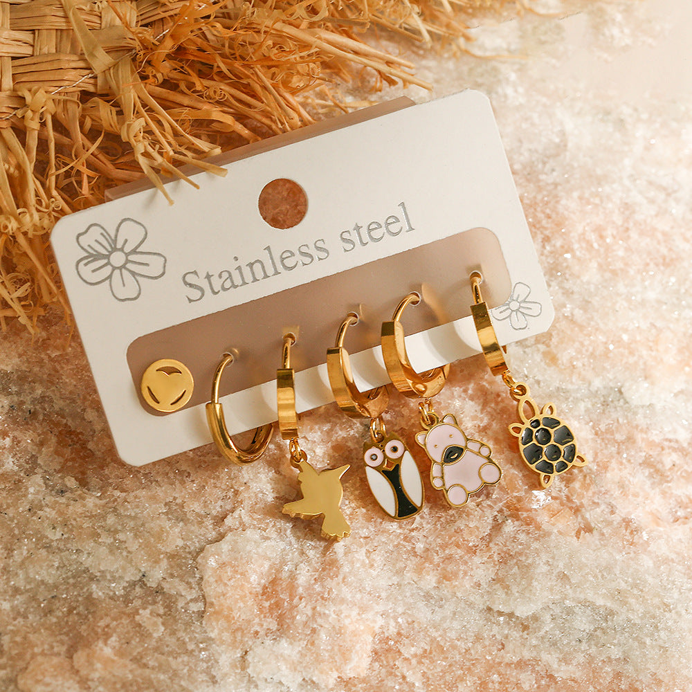 Minimalist Geometric Titanium Steel Earrings for Women with Plated Finish and Irregular Design