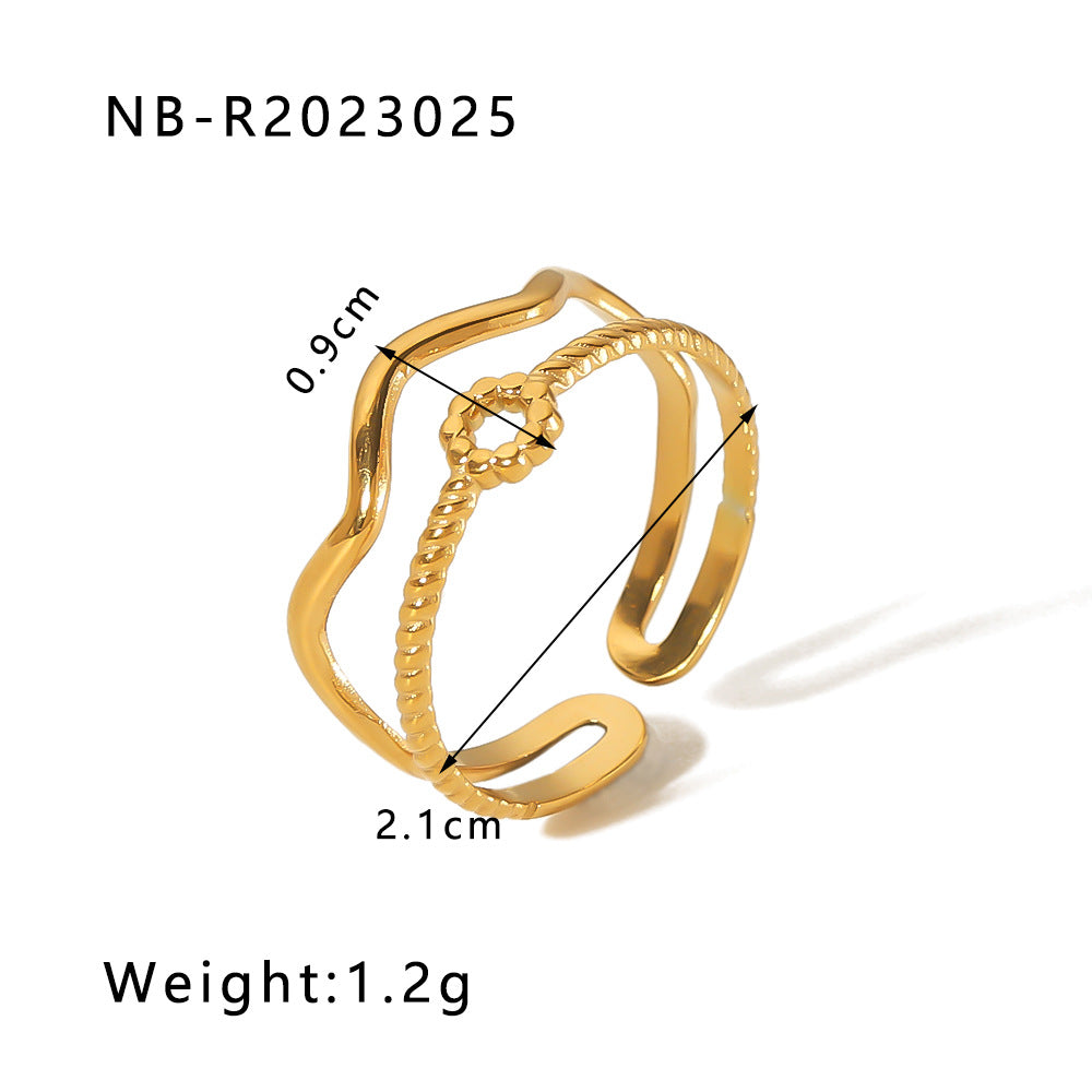 Minimalist Heart-Shaped Geometric Stainless Steel Open Ring for Women with 18K Vacuum Plating Finish
