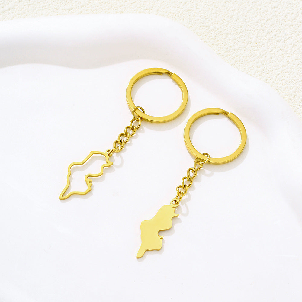 Colgante de llave tunecina minimalista de acero inoxidable con diseño calado para hombres y mujeres