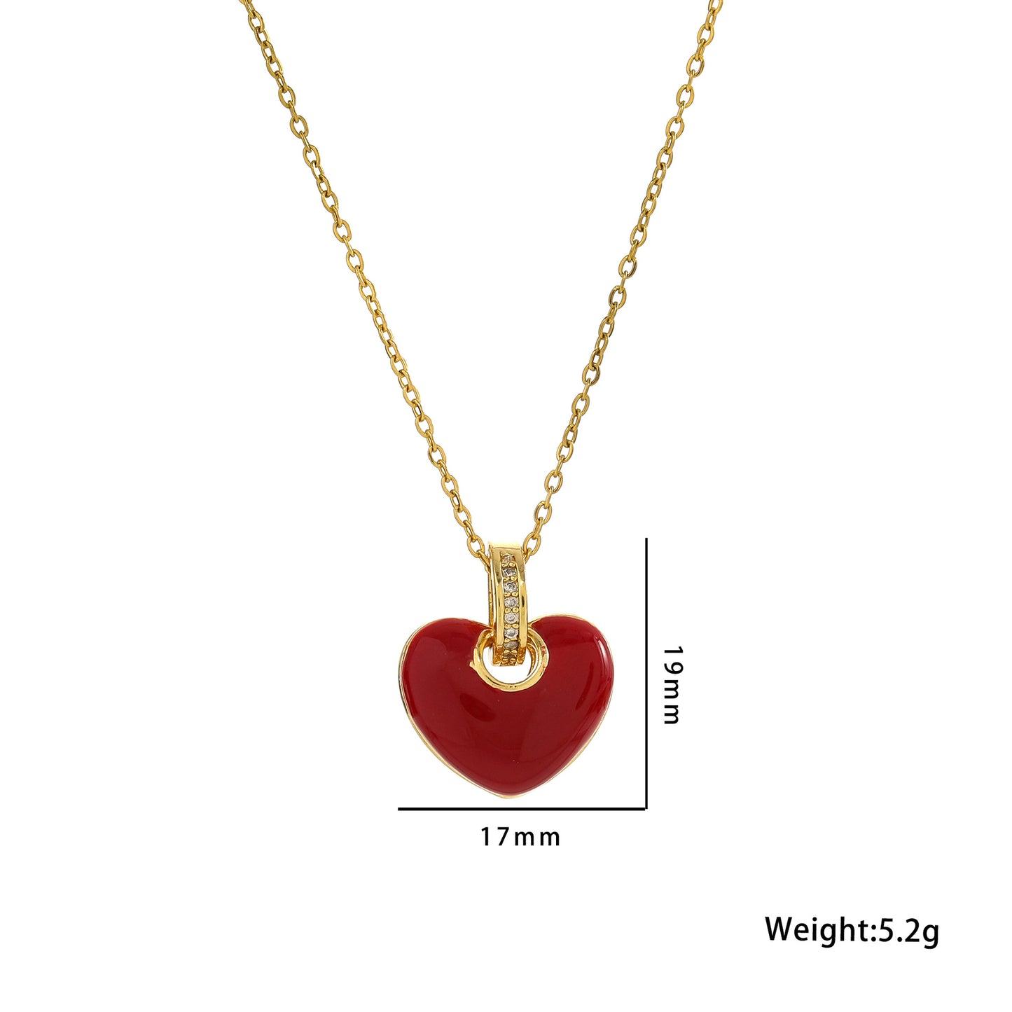 Minimalist Heart-Shaped Enamel Pendant Necklace for Women in Titanium Steel with Plated Finish and O-Chain