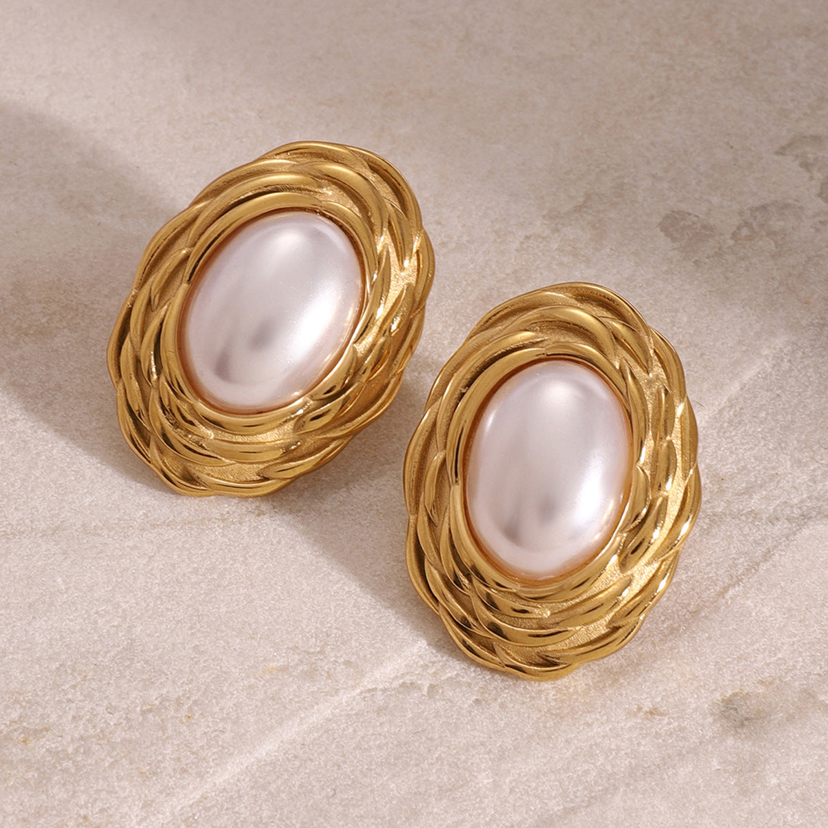 Orecchini a perno geometrici minimalisti vintage in acciaio inossidabile con finitura galvanica per donna