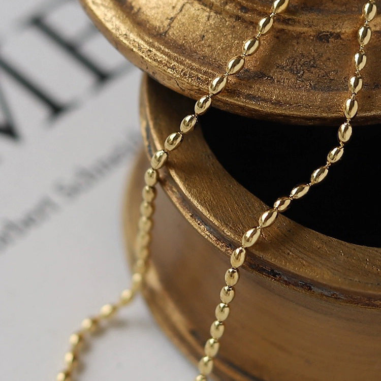Collana minimalista in acciaio al titanio con perline per uomo e donna con finitura placcata, catena a serpente da indossare a strati o da sola