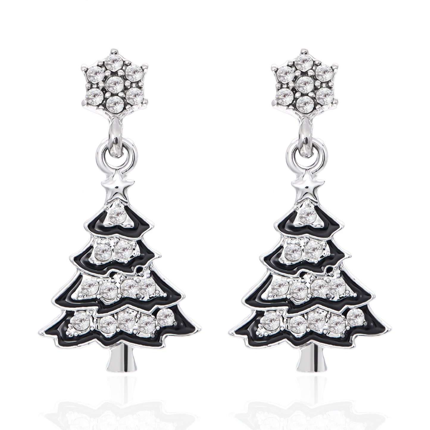 Pendientes de Navidad de aleación a la moda con forma de lazo y acabado chapado para mujer, con motivos navideños de copos de nieve, renos y Papá Noel.