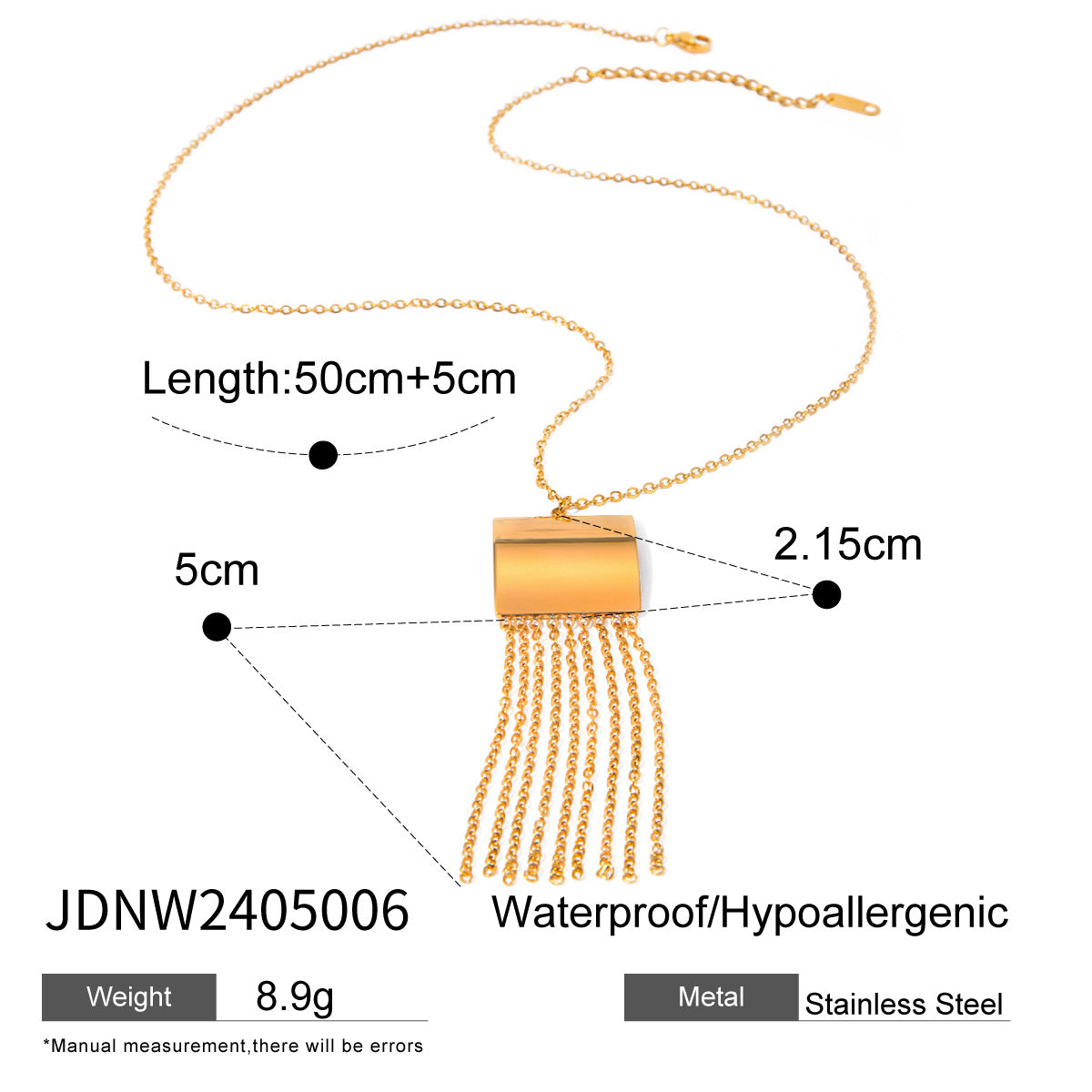Collana Pendente a Croce Minimalista da Donna in Acciaio Inox con Placcatura in Oro PVD