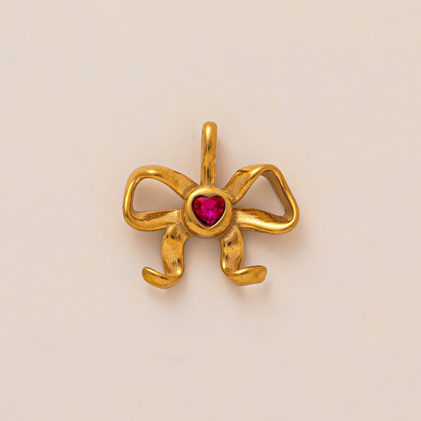 Vintage 18K Gold Plated Stainless Steel Heart Pendant Charm Bar for Women