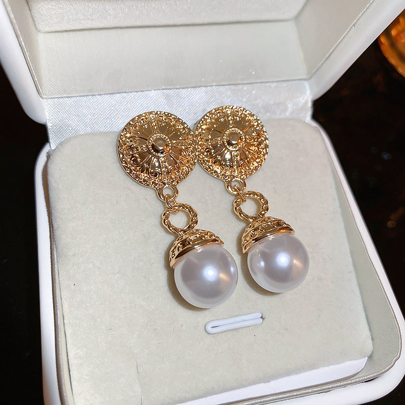Vintage Geometric Alloy Earrings with Gold-Plated Finish and Stainless Steel Posts for Women
