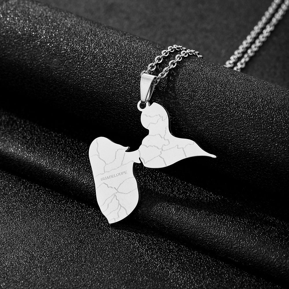 Collar minimalista con forma de pétalo de acero de titanio con acabado chapado y cadena tipo O para uso unisex