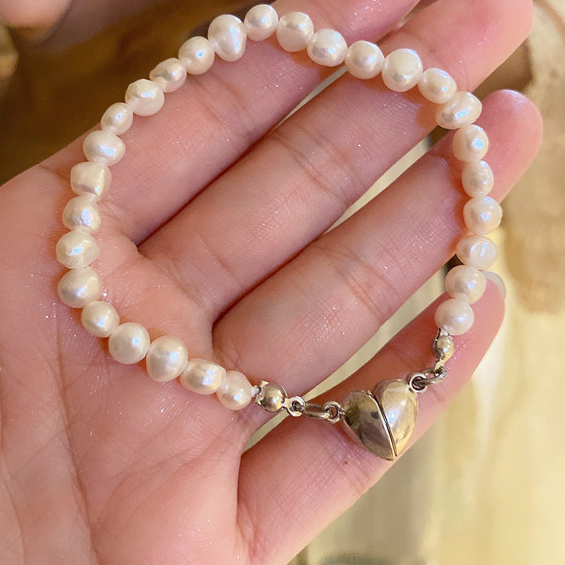 Vintage Luxury Geometric Cubic Zirconia Inlaid Pearl Bracelet for Women