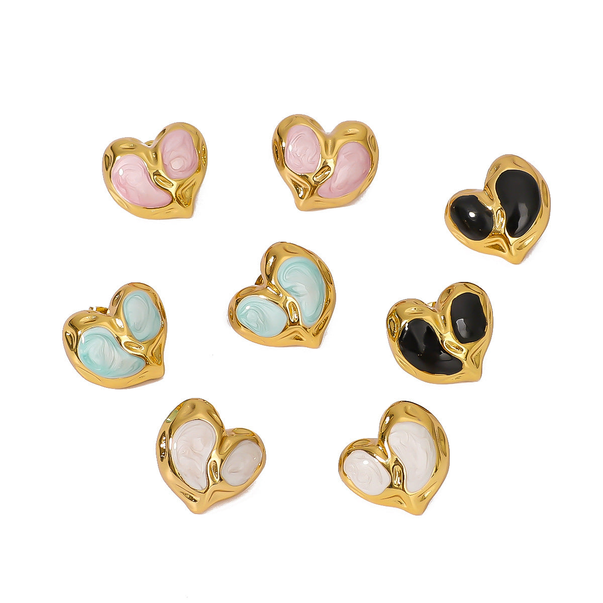 Minimalist Heart-Shaped Stainless Steel Earrings with 18K Vacuum Plating for Women