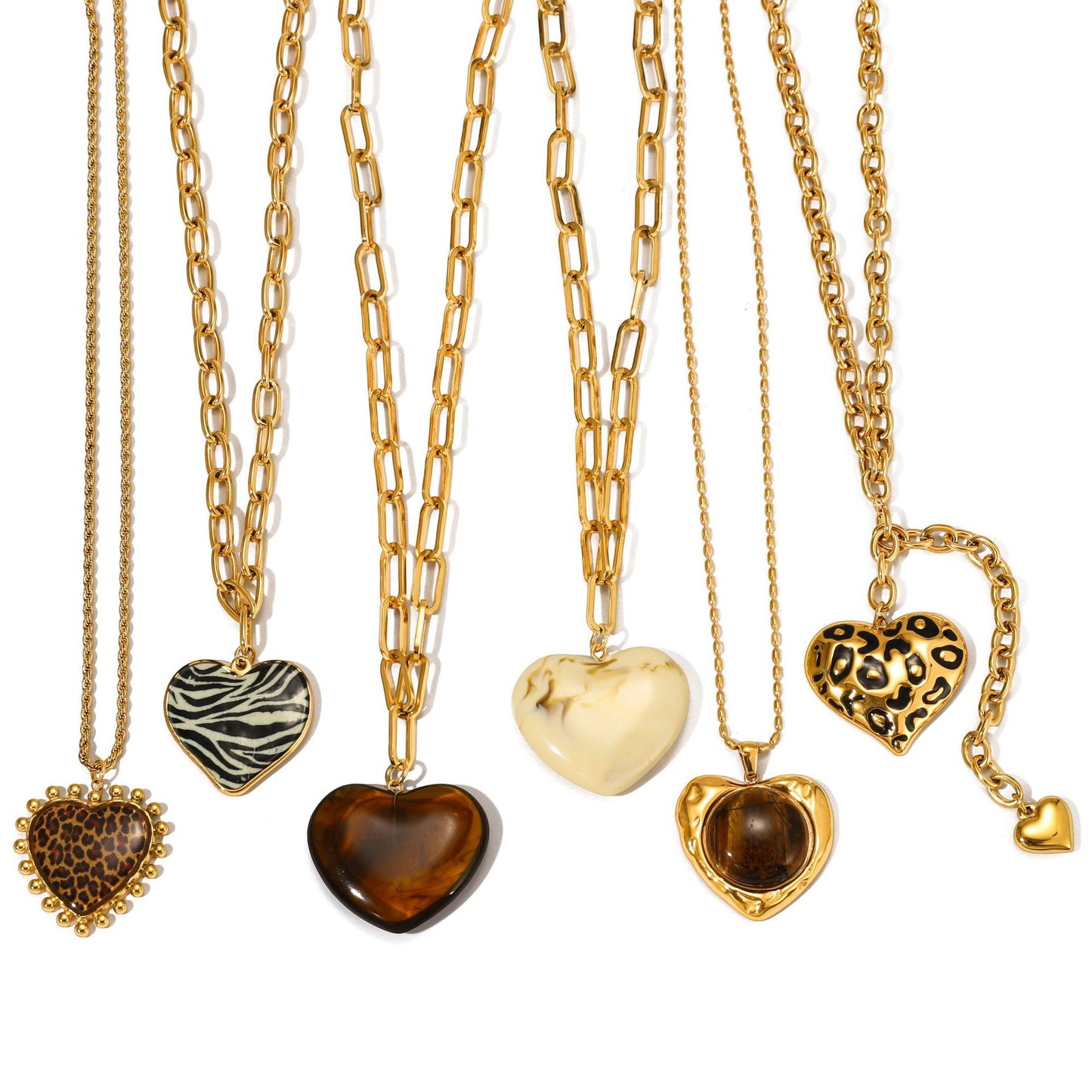 Collana con Ciondolo a Cuore Minimalista in Acciaio al Titanio Placcato per Donna, Catena Leggera da Abbinare a Strati