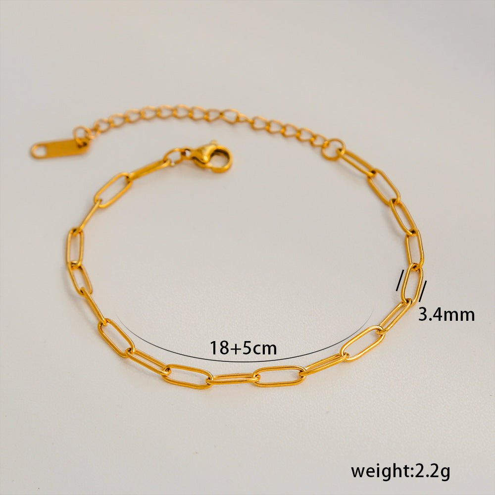 Bracciale da donna minimalista a rombi in acciaio al titanio con placcatura in oro 18 carati, accessorio di moda versatile
