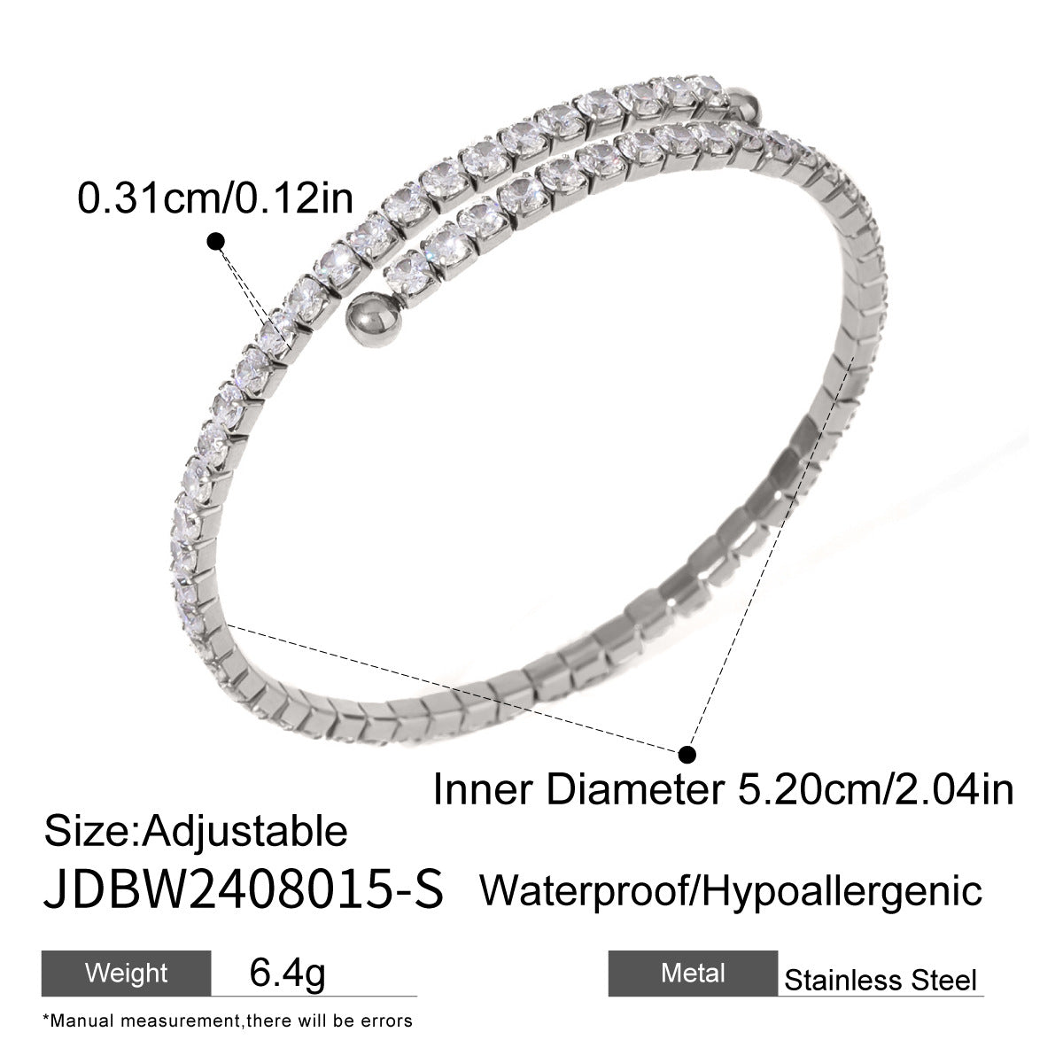 Bracciale alla Moda in Acciaio Inossidabile Geometrico con Zirconia Verde e Finitura Placcata