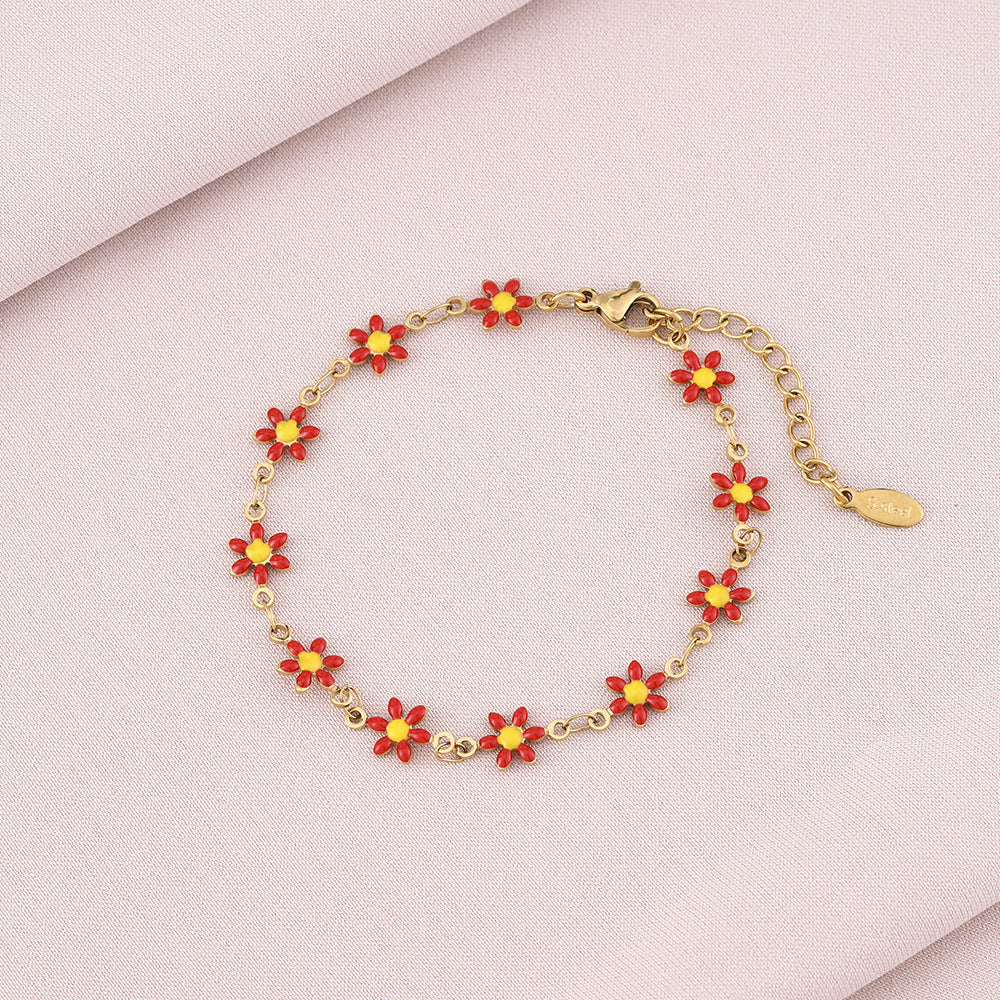 Pulsera geométrica minimalista de acero inoxidable con motivo de pétalos para mujer y hombre, accesorio de moda electrochapado