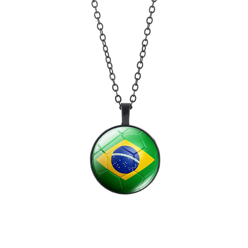 Collana casual in lega placcata con ciondolo in cristallo nero, catena a cavo unisex