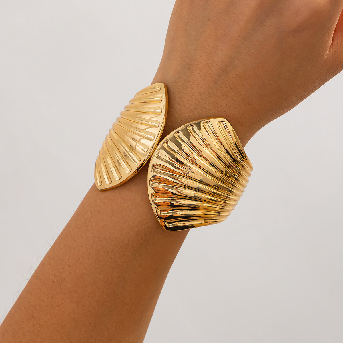Personalized Alloy Plated Scallop Shell Wide Cuff Bracelet