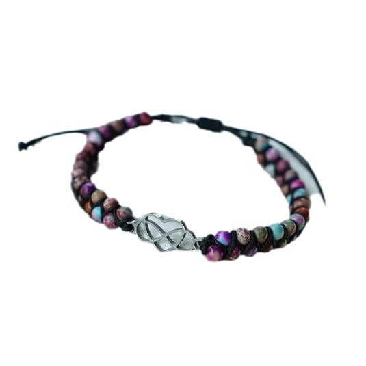 Handmade Double Layer Heart Shape Gemstone Beaded Bracelet Unisex Fashion Jewelry